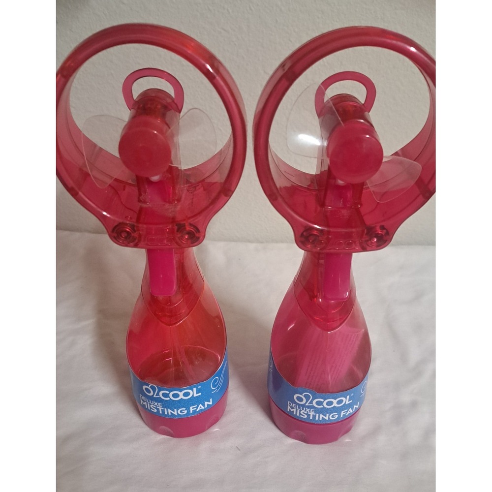 O2COOL Deluxe Misting Fan Lot 2 NEW Portable Handheld Battery Operated Pink